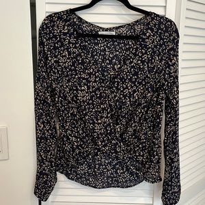 Navy blue animal print blouse
